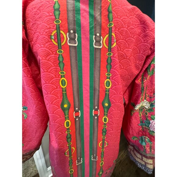 Khaadi Red Printed Cotton Tunic Dress Pearl Button Detail Size 10 - Picture 7 of 9